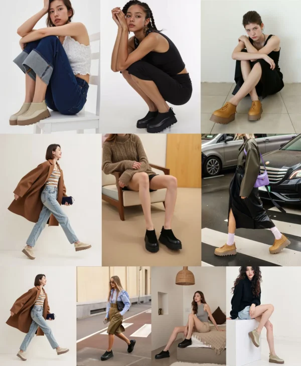 Mocasines de cuero genuino de vaca de gamuza de 6CM, zapatos planos con cuña y plataforma para mujer, botines hasta el tobillo, zapatos de tacón con cremallera para mujer - Imagen 2