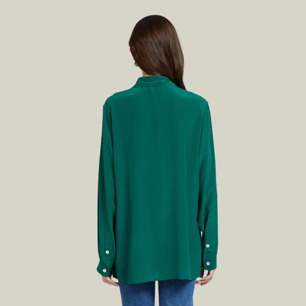 Camisa de primavera para mujer, ropa de lujo, Blusa de seda de manga larga, camisas elegantes 100% de seda de morera, rojo, blanco y negro para mujer - Imagen 2