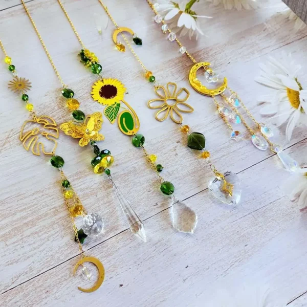 Atrapasueños para ventanas, cristales colgantes, prismas, atrapasoles, adorno de girasol y mariposa, regalo de decoración para jardín y Patio interior y exterior - Imagen 4