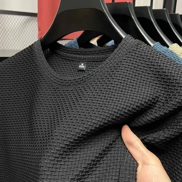 Camiseta de seda de hielo de bambú de malla de manga corta para hombre, Top informal versátil de verano con efecto adelgazante elástico para hombre - Imagen 2