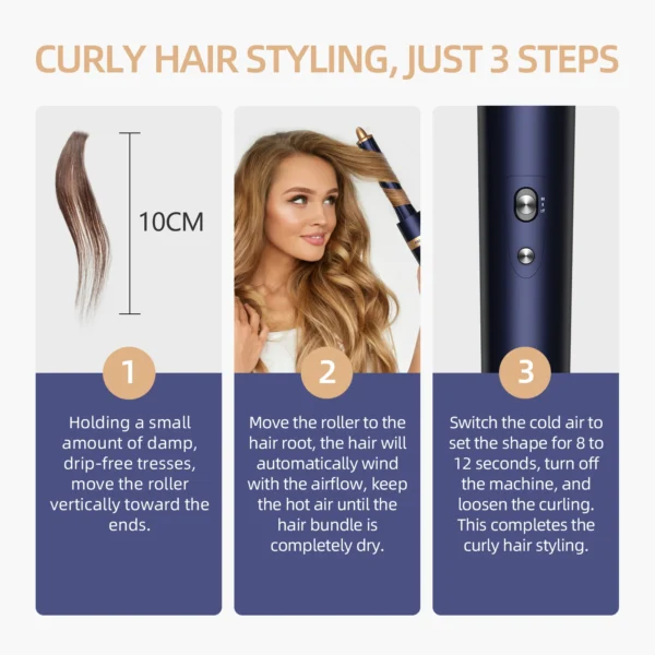 Rizador de pelo, secador de pelo, peine caliente, secador de pelo de 1300W, rizador profesional, alisador de pelo, herramienta de estilismo Airwrap - Imagen 3