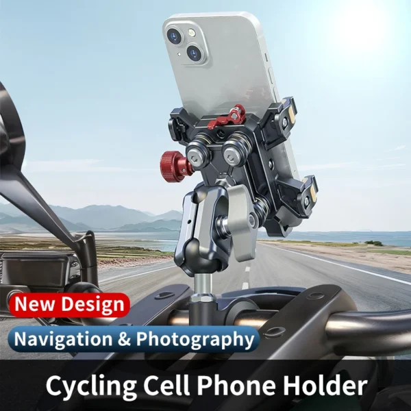 Soporte de teléfono de aleación para motocicleta, soporte Universal para teléfono móvil con absorción de impacto, soporte de navegación, accesorios para motocicleta - Imagen 2