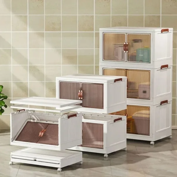 Caja de almacenamiento multicapa plegable, armario multifuncional para sala de estar, estante de almacenamiento de muebles, 45, 55, 65, 75cm - Imagen 4