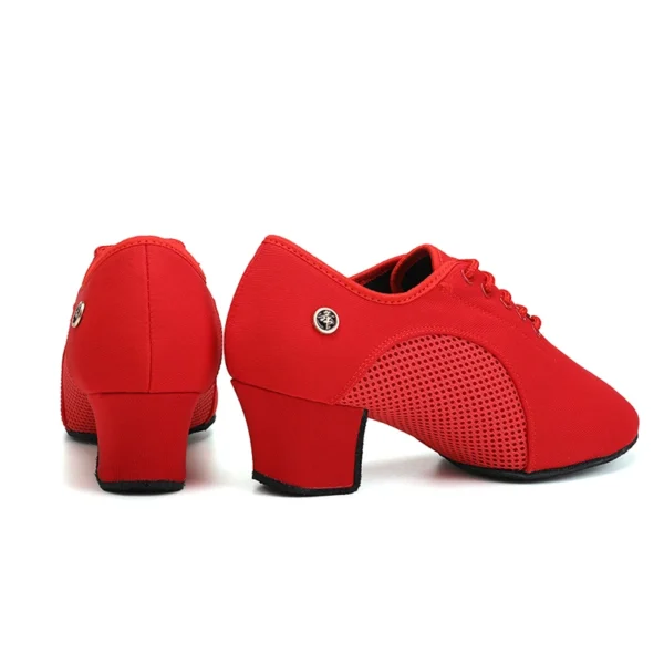 Zapatos de baile de salón latino para mujer con cordones práctica punta cerrada zapatos de baile modernos para enseñanza de baile de Salsa - Imagen 4