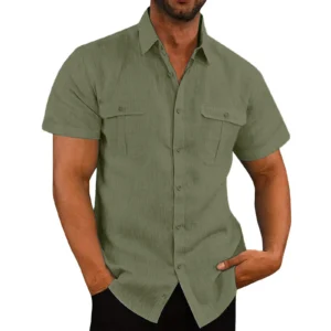 Camisas de manga corta para hombre, gran oferta de lino y algodón, Color sólido, cuello cómodo, informal, estilo playero, camisas de talla grande para hombre, M-5XL