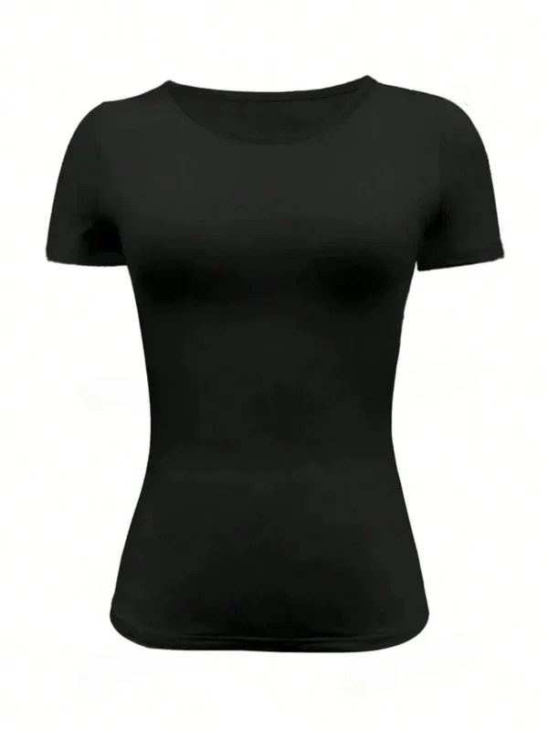 Camisetas básicas para mujer, Tops cortos de manga corta con cuello redondo, camisetas bonitas de verano, camisetas ajustadas, ropa Y2k 2024 - Imagen 3