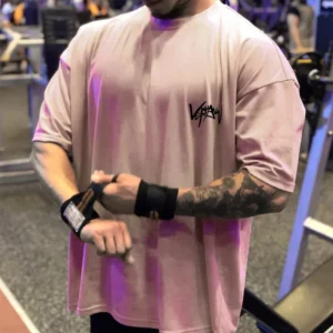 Camiseta deportiva para Fitness, Camiseta de algodón de gran tamaño para entrenamiento, correr, gimnasio, camisetas para hombre, cuello redondo, ropa de calle de manga corta para mujer