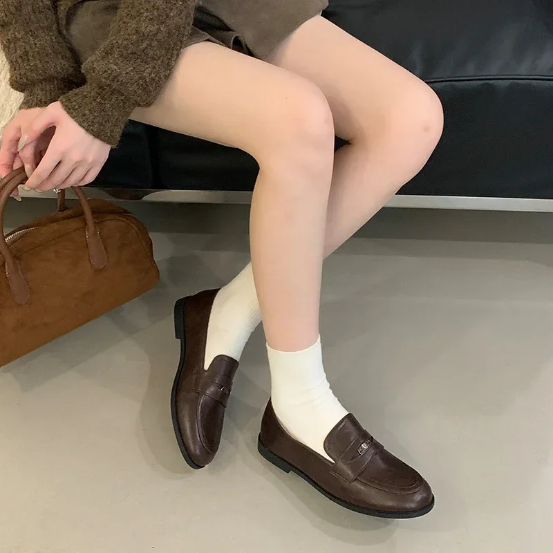 Zapatos mocasines Vintage sin cordones de diseñador para mujer, zapatos planos informales poco profundos, zapatos clásicos de oficina para primavera y otoño para mujer - Imagen 2