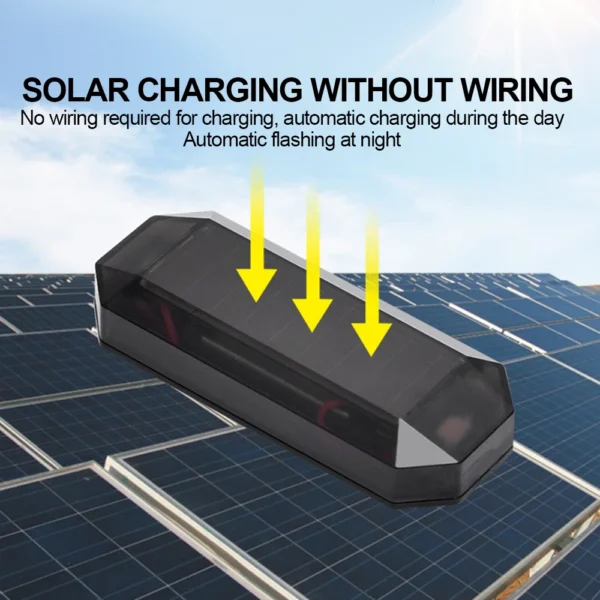 Luz LED de alarma antirrobo para motocicletas y coches, lámpara de precaución nocturna de energía Solar, indicador de linterna LED, luz de advertencia estroboscópica - Imagen 2