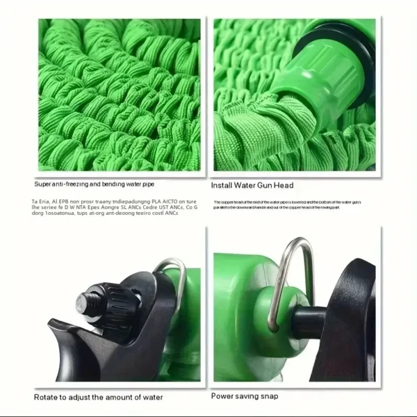 Manguera Mágica Expandible Diseño Liviano Materiales Duraderos Pistola Con 7 Funciones De Rociado Herramientas De Riego Para Ardín En Casa Diseño De Conexión Inteligente Uso Multifuncional 25FT-200FT - Imagen 4