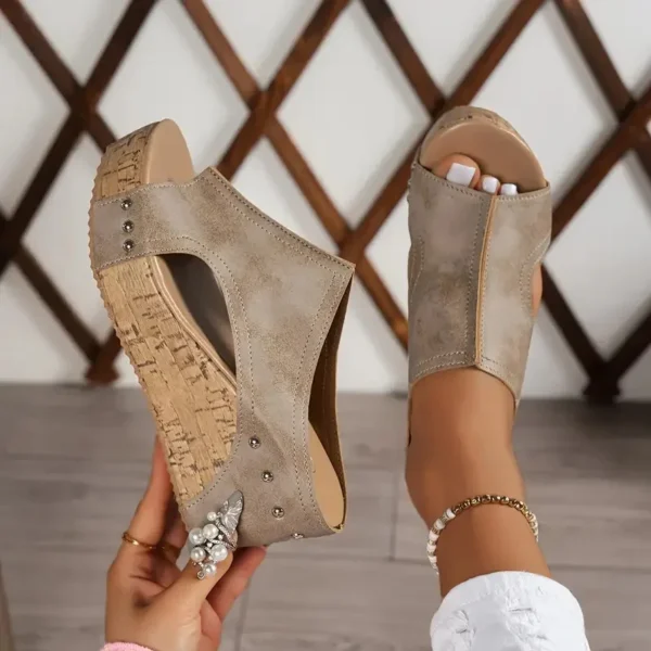 Sandalias de mujer, sandalias informales de lujo para mujer, sandalias romanas con plataforma abierta, sandalias de diseñador, novedad de verano 2025, zapatos de cuña Retro para mujer - Imagen 4