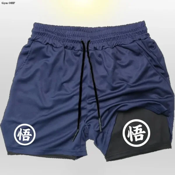 Pantalones cortos para correr hombres Fitness entrenamiento de gimnasia 2 en 1 pantalones cortos deportivos entrenamiento de secado rápido correr pantalones cortos de doble cubierta - Imagen 10