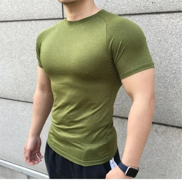 Camiseta deportiva de manga corta para hombre, camiseta de compresión para correr, deporte, gimnasio, entrenamiento, camisetas informales de alta calidad, novedad de 2024 - Imagen 4