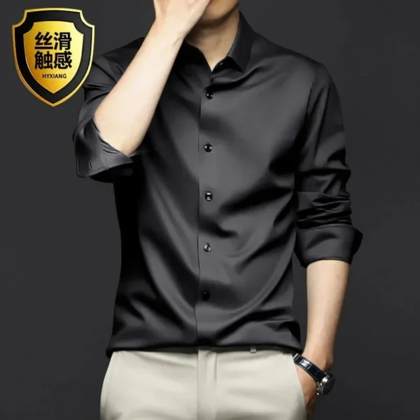 Camisa de manga larga para hombre, vestido de negocios resistente a las arrugas, sin hierro, traje informal profesional de alta gama, camisa blanca, S-5XL - Imagen 12