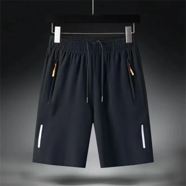 Pantalones cortos deportivos ultrafinos para hombre, Shorts informales de seda de hielo para playa, Jogging, secado rápido, con cremallera, holgados, para gimnasio, Verano - Imagen 7