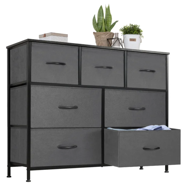 Desser para dormitorio con 7 cajones de tela, organizador, armario de almacenamiento, pecho, ropa para sala de estar, vitrina de muebles - Imagen 7