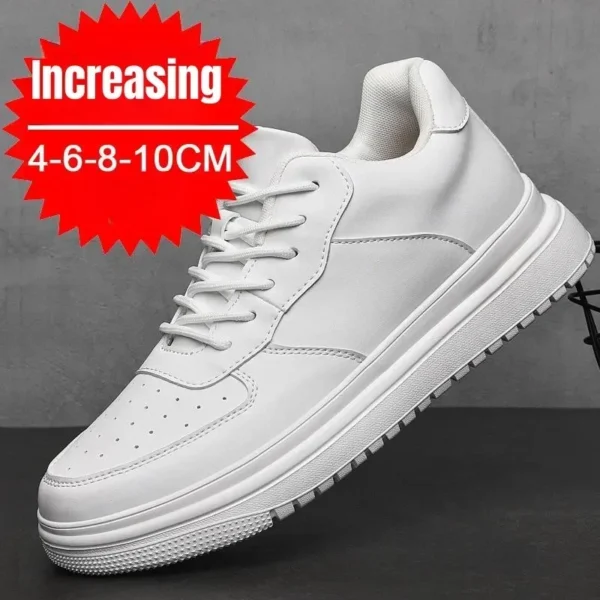 Zapatos con aumento De altura para Hombre, Zapatillas con elevador Invisible De 10cm, Zapatillas deportivas De cuero blanco, Zapatillas De Hombre talla grande 46 - Imagen 2