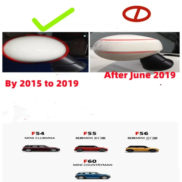 Cubiertas de espejo retrovisor exterior 2 unids/set la bandera negra carcasa del coche  para BMW MINI Cooper One S JCW F54 F55 F56 F57 F60 2015-2019 - Imagen 2