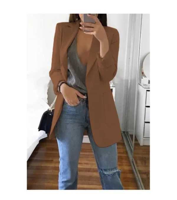 Traje informal de moda europea y americana, cárdigan ajustado con cuello tipo Polo, abrigo de mujer con temperamento, primavera y otoño 2024 - Imagen 16