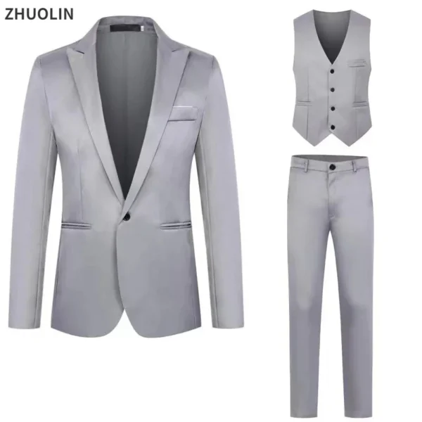 Trajes de hombre para boda, 3 piezas, conjunto elegante de 2 trajes, Blazers, chaquetas clásicas de negocios de lujo a la moda, chaleco, pantalones, ropa Formal 2024