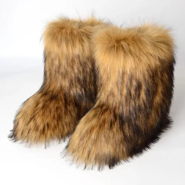 Botas mullidas a media pantorrilla Botas de nieve de moda para mujer de invierno Zapatos cálidos de algodón - Imagen 8