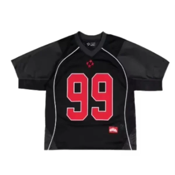 Moda de verano Retro High Street deportes estilo empalmado hombres de manga corta Harajuku Y2K estilo Hip Hop Casual Tops de gran tamaño - Imagen 5