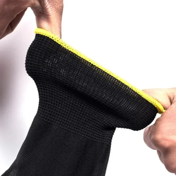 Guantes de trabajo recubiertos de PU negros, transpirables, antideslizantes, para maquinaria de fábrica, jardinería, carpintería, trabajo al aire libre, suministros de reparación de automóviles - Imagen 3