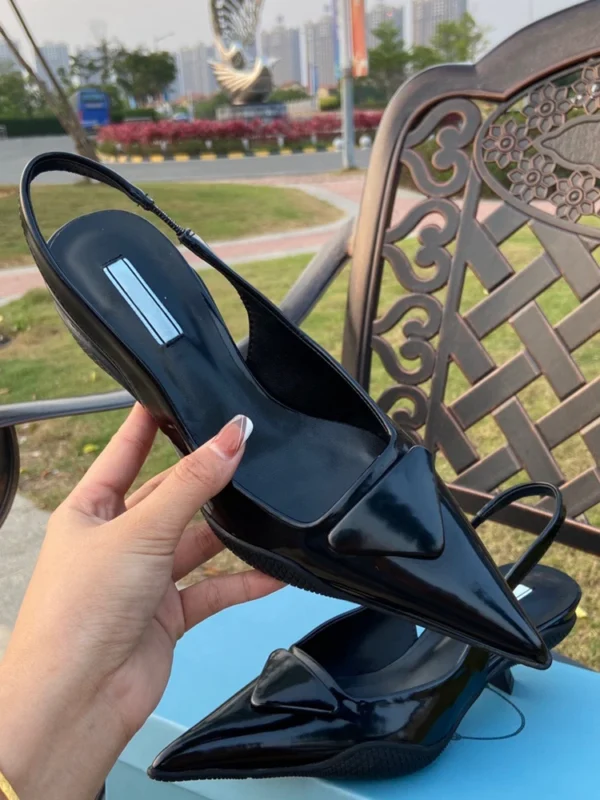 Zapatillas de cuero para mujer, zapatos de tacón alto, zapatos de tacón para fiesta, sandalias de verano para mujer, sandalias con talón descubierto para mujer - Imagen 3