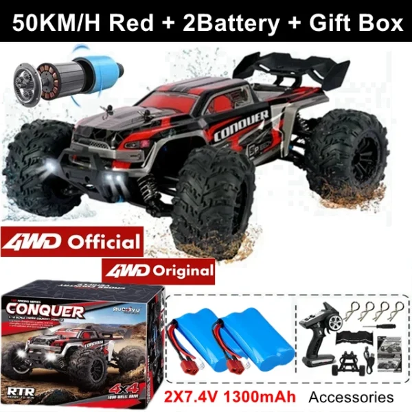 Coche todoterreno con Control remoto 4WD, Buggy de alta velocidad 4x4 RC, súper sin escobillas, 50 o 80 KM/H, juguete de carreras de deriva rápida para niños y adultos - Imagen 12