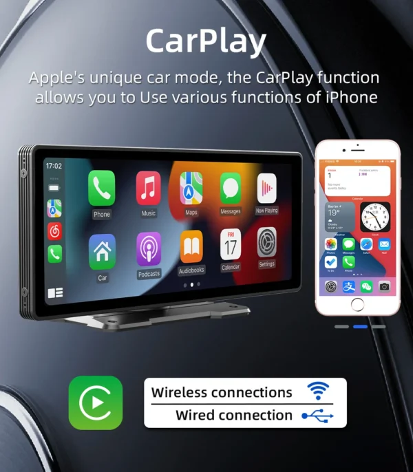 BQCC Universal Pantalla de 10,26 pulgadas Radio de coche Multimedia WIFI Reproductor de vídeo Pantalla Carplay inalámbrica para Apple o Android - Imagen 5