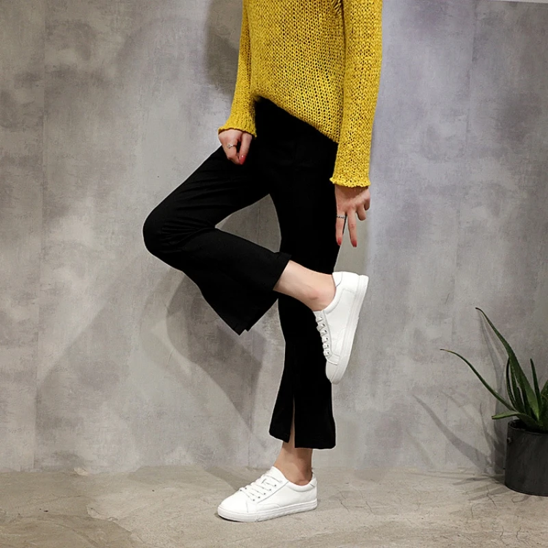 Zapatos planos de cuero genuino para mujer, mocasines vulcanizados con cordones, color blanco, estilo coreano, para primavera y otoño - Imagen 2