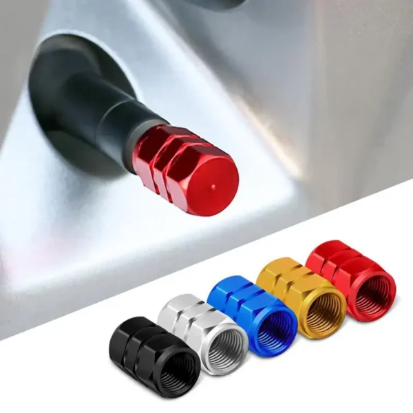 Tapas de válvula de neumático de coche de aluminio, cubierta hermética de válvula de neumático de aleación hexagonal, polvo impermeable para automóviles, motocicletas, camiones y bicicletas