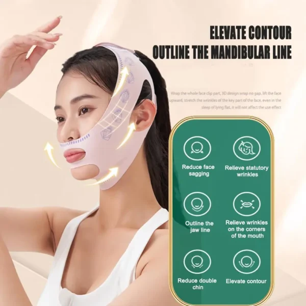 Vendaje adelgazante para mejillas y mentón, máscara moldeadora en V, estiramiento facial, banda antiarrugas, mascarilla para dormir, belleza y salud - Imagen 3