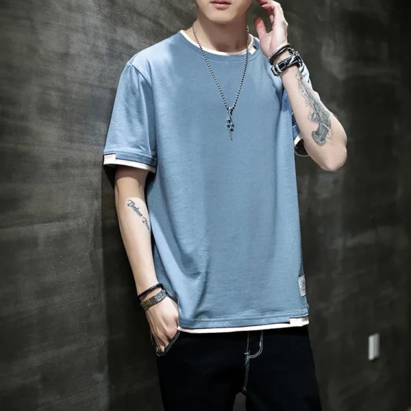 Camiseta informal para hombre, camiseta informal de algodón puro transpirable a la moda de manga corta de diseño de alta calidad para hombre - Imagen 2