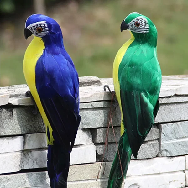 Pájaro loro hecho a mano, simulación de loro, pluma de espuma, modelo de pájaro, estatuilla, pájaros, loro, decoración de jardín 1 unidad de 35/25cm de plumas artificiales - Imagen 6