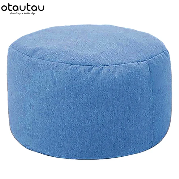 Silla tipo puf de lino con relleno, PUF otomano, taburete redondo de Tatami, futón, muebles de salón relajantes - Imagen 8
