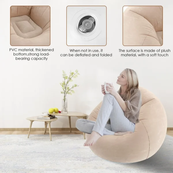 Sofá inflable con bolsa de frijoles, sillón perezoso, cama reclinable interior plegable, muebles de Tatami, sala de estar, dormitorio - Imagen 4