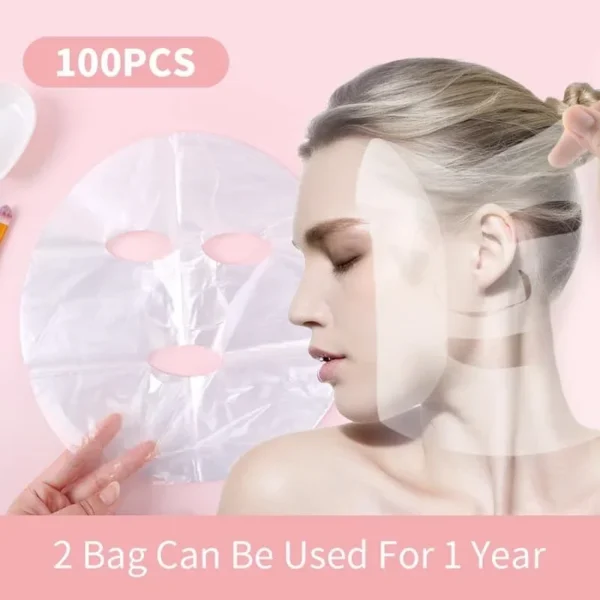 Mascarilla Facial película de papel envoltura de plástico Facial desechable para salones de belleza mascarilla Facial transparente herramientas para el cuidado de la piel 500/100 Uds - Imagen 2