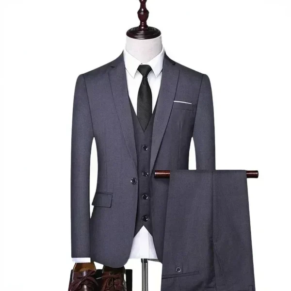 Trajes de boda para hombre, conjunto de 3 piezas, 2 trajes, chaquetas elegantes de alta calidad, chaleco, pantalones, Blazers, ropa Formal clásica de lujo 2024 - Imagen 5