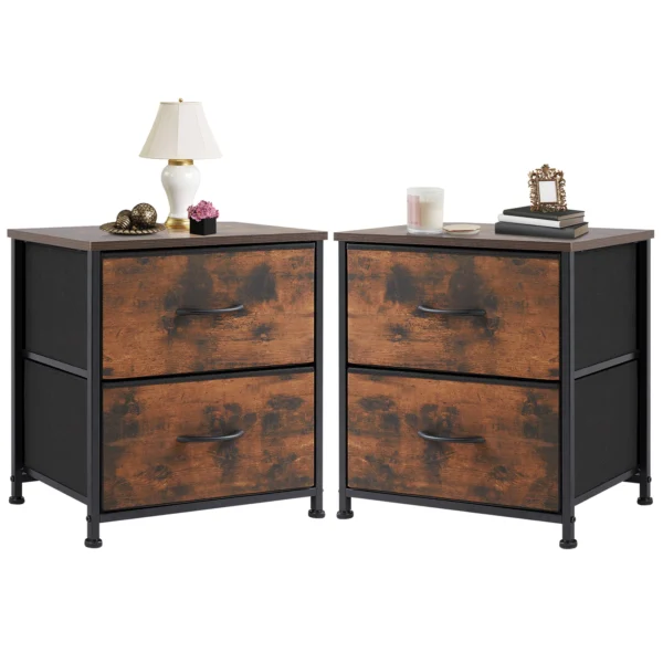 Mesita de noche, sofá de café, mesa de té, armario de almacenamiento, pecho, exhibición de ropa para dormitorio, 2 cajones de tela, mueble - Imagen 13