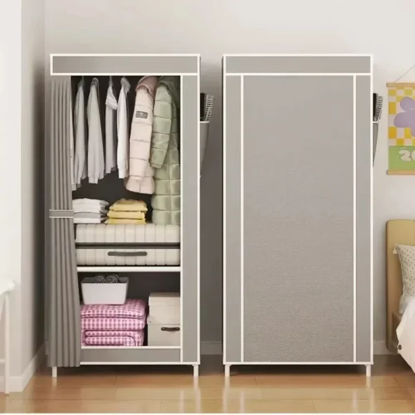 Armario de almacenamiento de plástico, armario de montaje Simple, armario de almacenamiento para dormitorio, muebles de almacenamiento para dormitorio de gran capacidad a prueba de polvo - Imagen 3