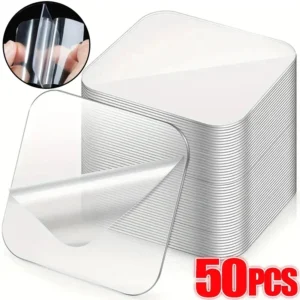 Cinta adhesiva de doble cara fuerte reutilizable, pegatinas adhesivas de pared cuadradas transparentes de PVC para ganchos, cintas adhesivas impermeables sin rastro para el hogar