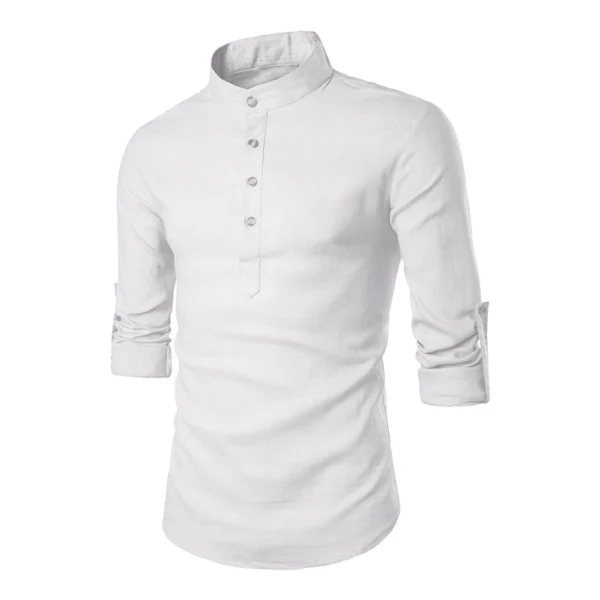 Camisa de lino y algodón, camisetas holgadas, camiseta de manga larga, camisas informales para hombre guapo para primavera y otoño - Imagen 5