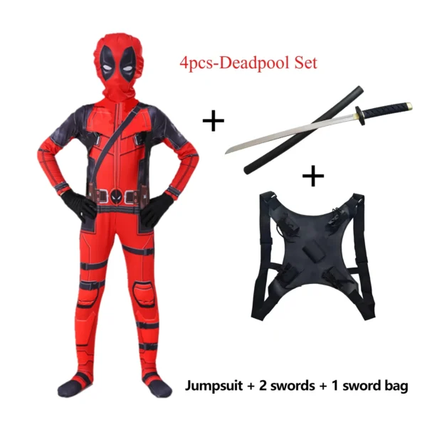 Disfraz de superhéroe Deadpool para niños, nuevo disfraz de Deadpooling 3, disfraz completo de Deadpool3, mono de Halloween - Imagen 10