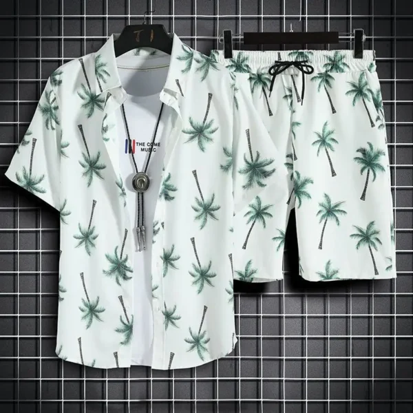 Ropa de playa para hombre, conjunto de 2 piezas, camisa hawaiana y pantalones cortos de secado rápido, ropa de moda para hombre, trajes informales estampados de verano - Imagen 11