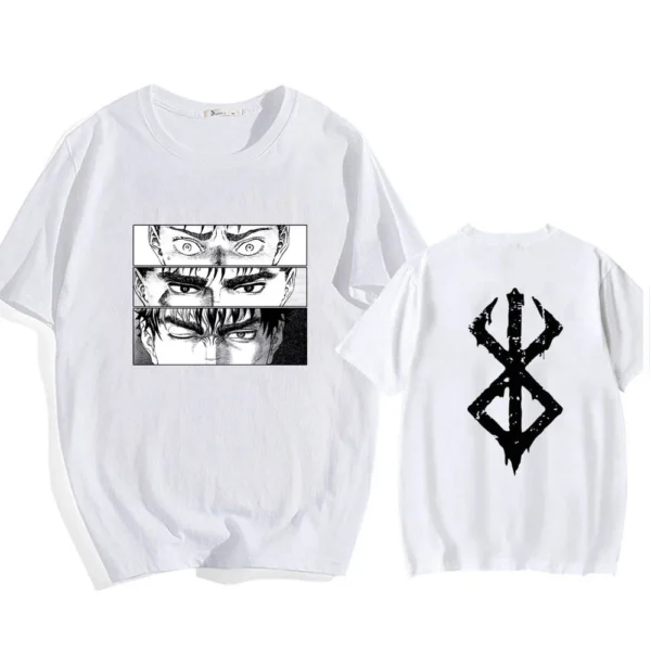 camiseta verano hombres mujeres algodón de gran tamaño Camiseta de manga corta Camiseta estampada Tops 2024 camiseta tendencia Fans ropa Anime Berserk - Imagen 8