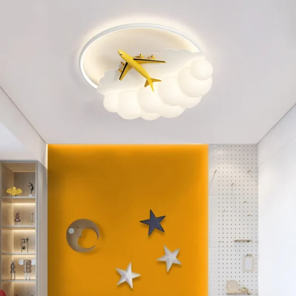 Lámpara de techo para habitación de niños, lámpara moderna para dormitorio con protección ocular, lámpara para habitación de avión juguetona y creativa para niño y niña - Imagen 3
