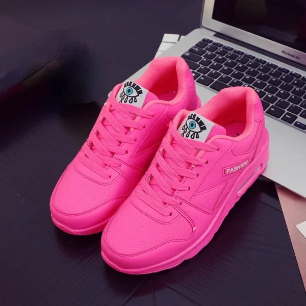 Zapatillas de deporte a la moda para mujer, zapatos deportivos con cojín de aire, zapatos azules de cuero Pu, zapatos para caminar al aire libre y trotar, zapatillas deportivas para mujer - Imagen 2
