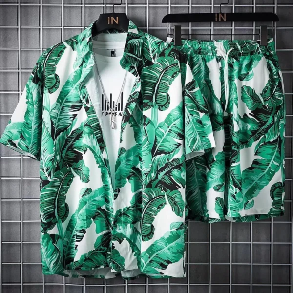 Ropa de playa para hombre, conjunto de 2 piezas, camisa hawaiana y pantalones cortos de secado rápido, ropa de moda para hombre, trajes informales estampados de verano - Imagen 15