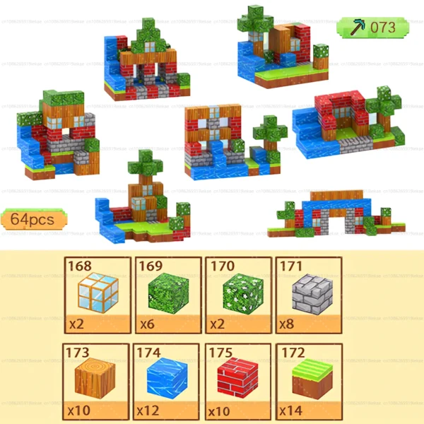 Bloques de construcción magnéticos, cubo magnético, juego de juguetes del mundo de la mina, cubos apilables sensoriales Montessori, juego de construcción, regalo de cumpleaños - Imagen 33